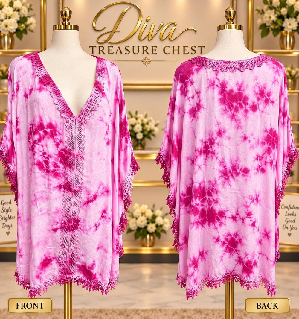 NEW JESSICA TAYLOR women's sunset escape kaftan dress in fuchsia